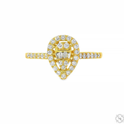 18K Gold Pear Shape Baguette Diamond Engagement Ring 67297 - Image 1