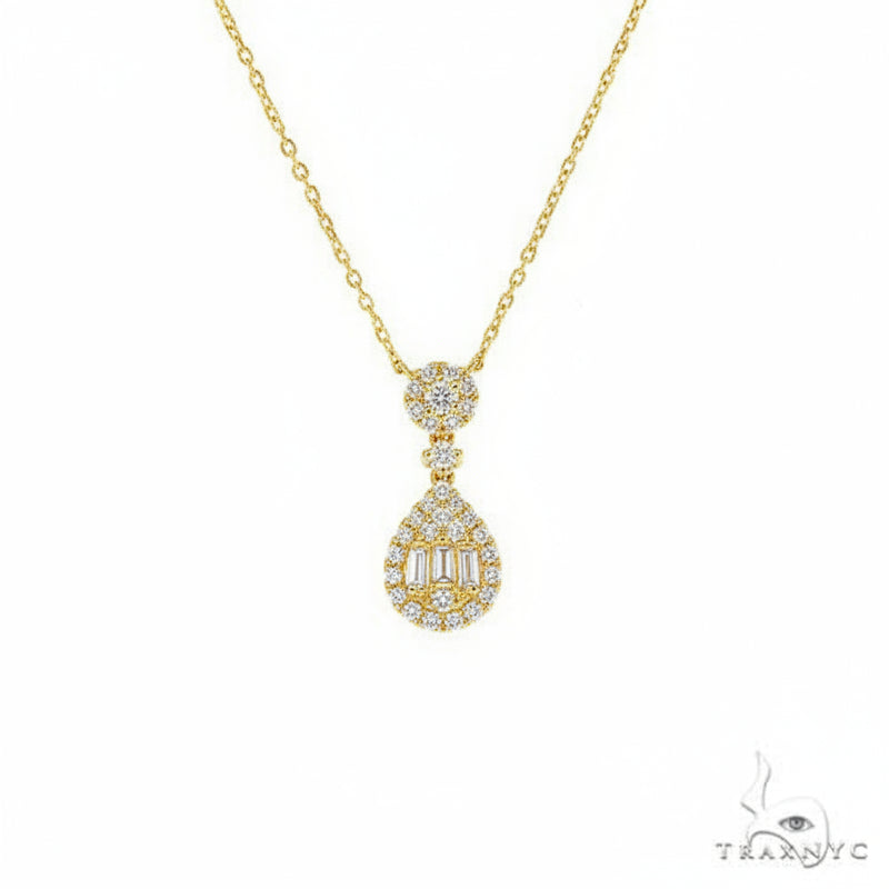 18K Gold Pear-Shaped Baguette Diamond Necklace 67308 - Image 1
