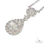 18K Gold Pear-Shaped Baguette Diamond Necklace 67308 - Image 3