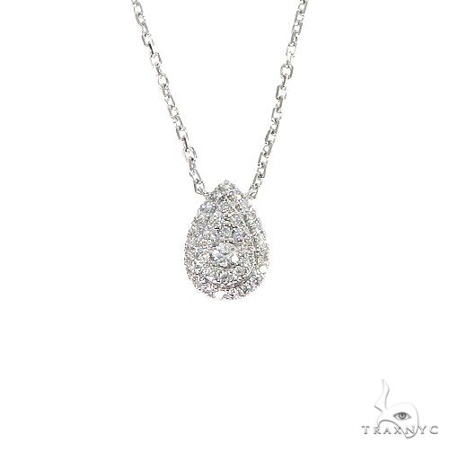18K Gold Pear-Shaped Diamond Necklace With Adjustable Chain 67034 - Image 1
