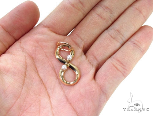 18K Gold Pearl Eternity Pendant 36690 - Image 5