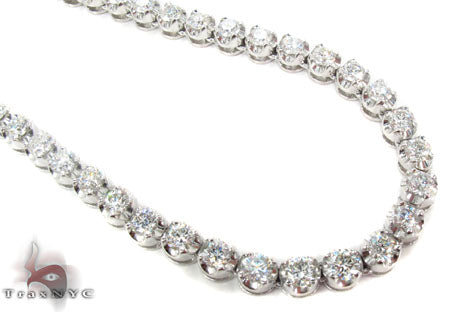 18K Gold Prong Diamond Chain 26 Inches 5mm   31731 - Image 1