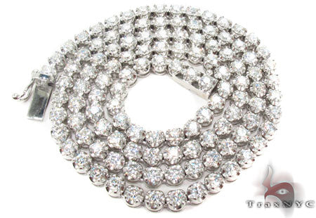 18K Gold Prong Diamond Chain 26 Inches 5mm   31731 - Image 7