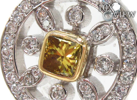 18K Gold Prong Diamond Key Pendant Necklace 32664 - Image 2