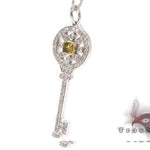 18K Gold Prong Diamond Key Pendant Necklace 32664 - Image 3