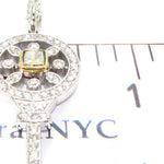 18K Gold Prong Diamond Key Pendant Necklace 32664 - Image 7