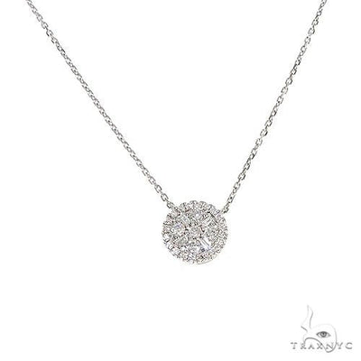 18K Gold Round Diamond Necklace With Adjustable Chain 67310 - Image 1