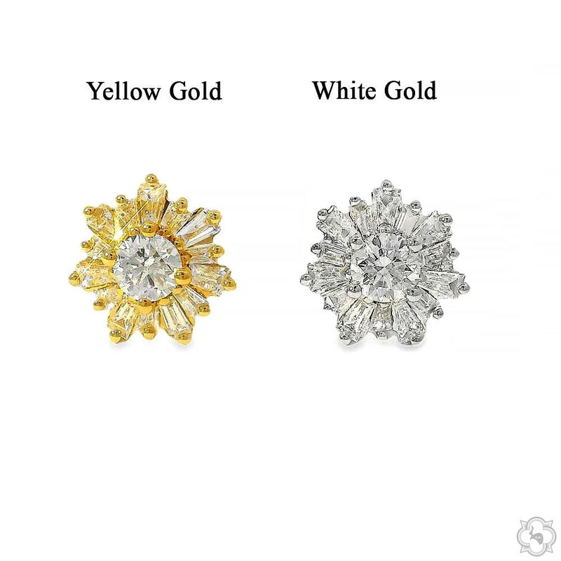 18K Gold Snowflake Diamond Earrings 67021 - Image 6