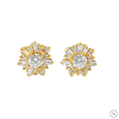 18K Gold Snowflake Diamond Earrings 67021 - Image 1