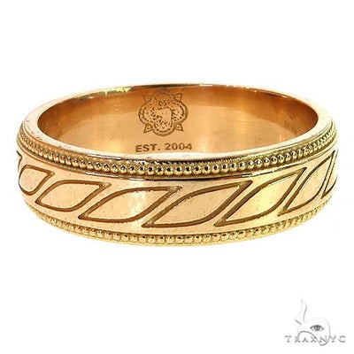 18K Gold Artisanal Mens Wedding Band 69239 - Image 1