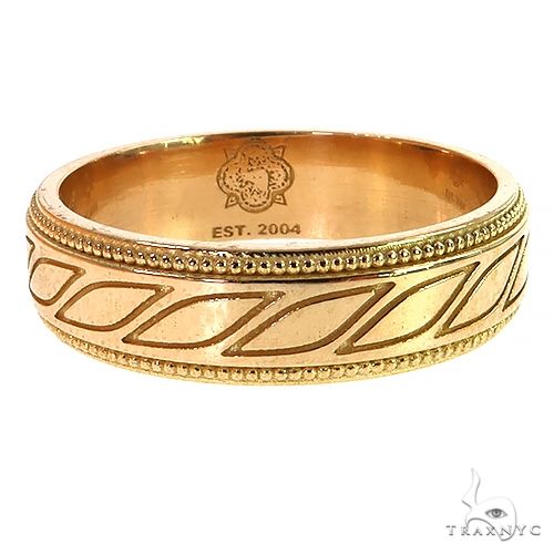 18K Gold Artisanal Mens Wedding Band 69239 - Image 1