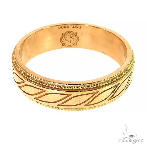 18K Gold Artisanal Mens Wedding Band 69239 - Image 3