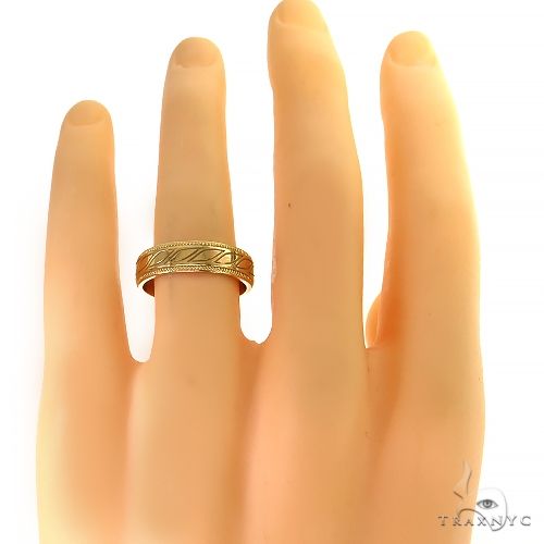 18K Gold Artisanal Mens Wedding Band 69239 - Image 5
