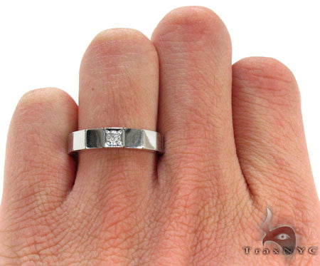 14K White Gold Prong Diamond Mens Ring, photo 5 of 5