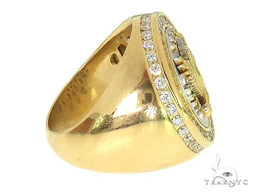 18K Two Tone Custom Made Eagle Diamond Ring, photo 3 of 6