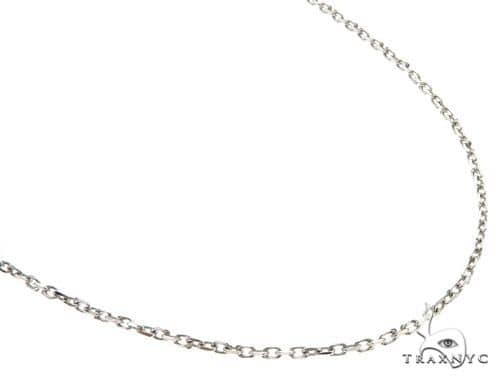 18K white gold solid cable link chain, 1.6mm thickness, 22-inch length, delicate design