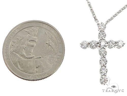 18K White Gold Diamond Cross Pendant with 18 Inch Chain, photo 5 of 7