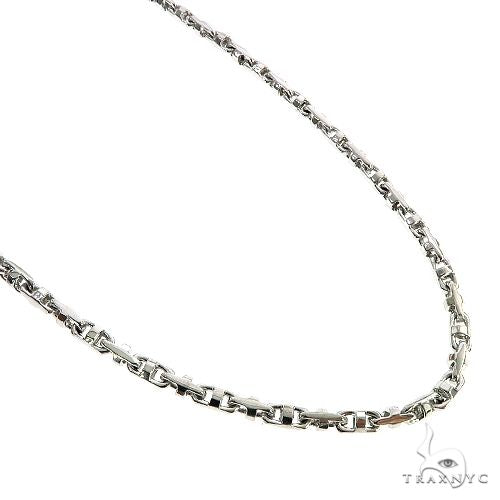 Solid 18K white gold fancy link chain, 30-inch length, 4.2mm width — close-up detail of link pattern
