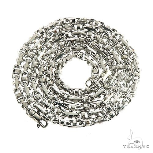 18K White Gold Solid Fancy Link Chain 30 Inches 4.2mm, photo 3 of 5