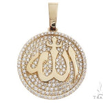 18K Yellow Gold Custom Diamond Allah Islam Pendant 65407 - Image 1