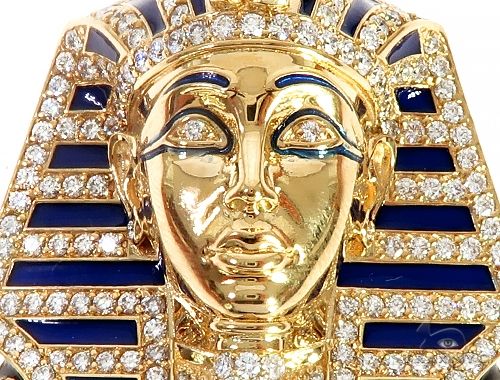 18K Yellow Gold Custom Diamond Pharaoh Pendant, photo 4 of 8