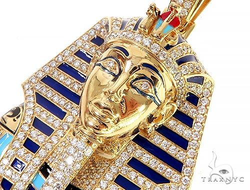 18K Yellow Gold Custom Diamond Pharaoh Pendant, photo 5 of 8