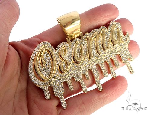 18K Yellow Gold Custom Made Osama Name Pendant 65666 - Image 5