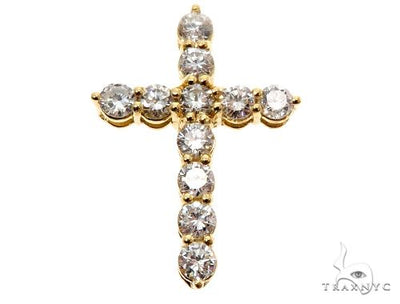 18K Yellow Gold Diamond Cross 64575 - Image 1