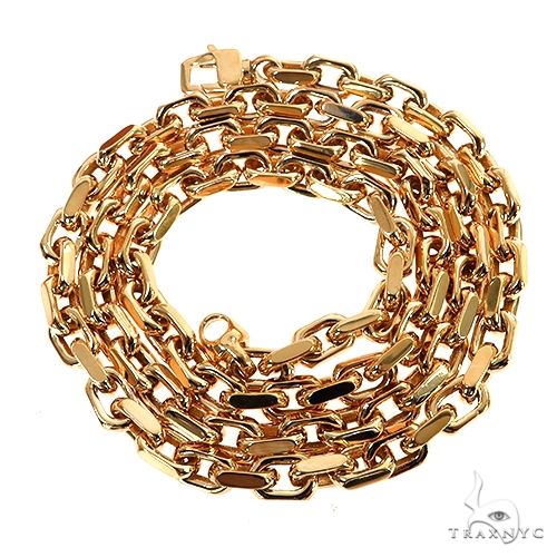 18K yellow gold anchor link chain, 24 inches long, 6.3mm width, polished finish.