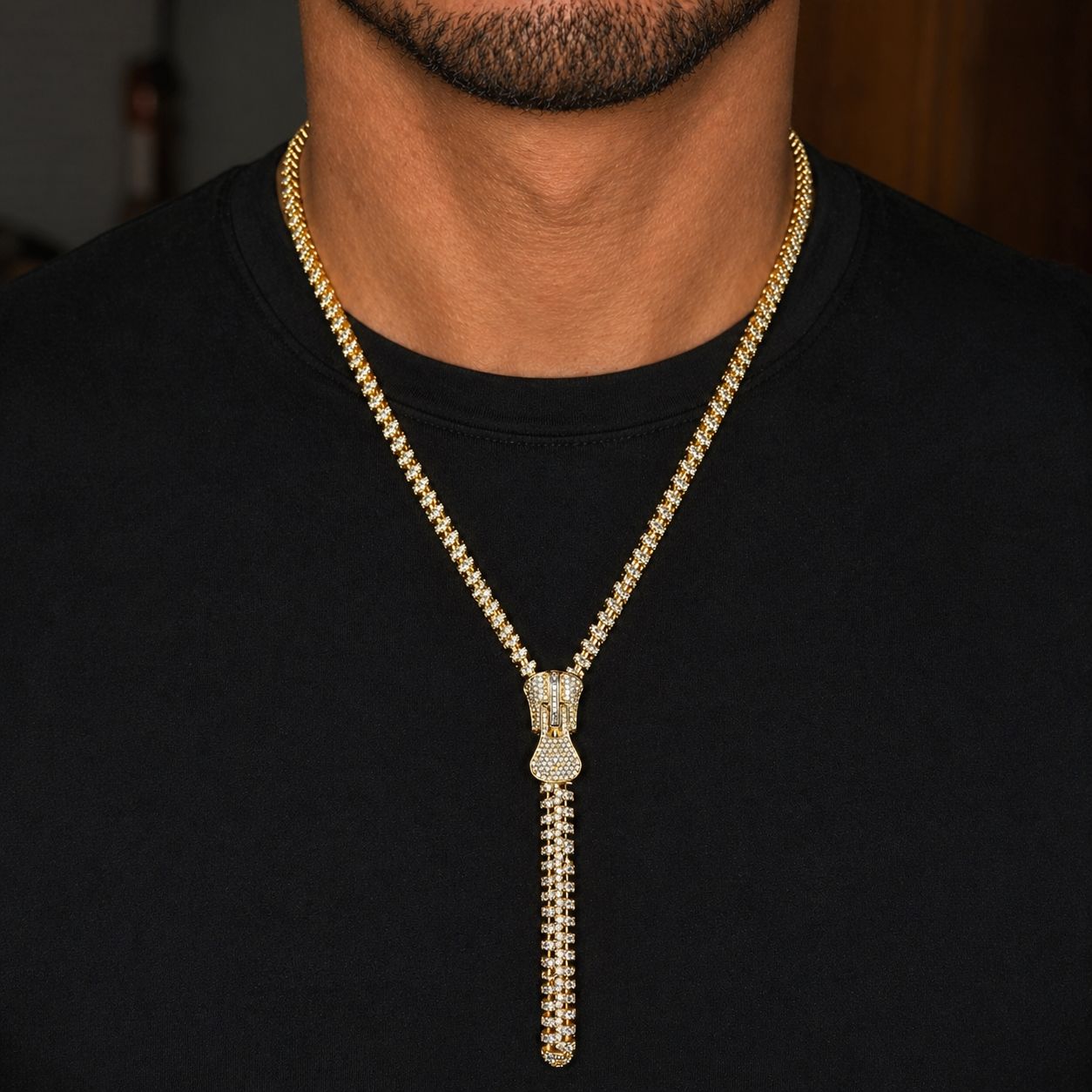18K Fancy Zipper Necklace 71314 | TraxNYC