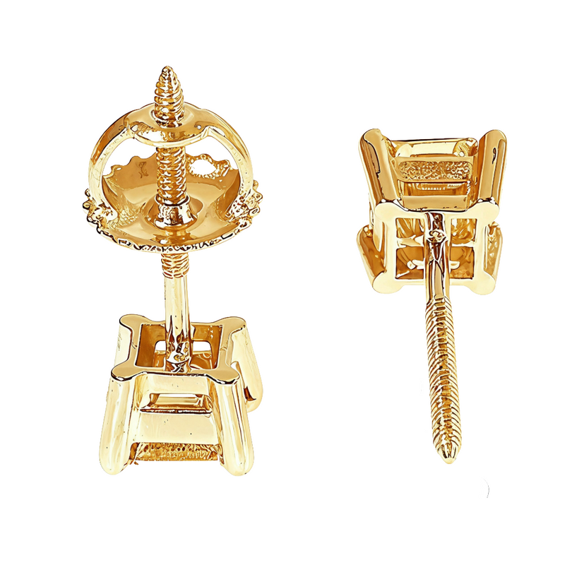 18K Gold Asscher Cut Diamond Stud Earrings 66608