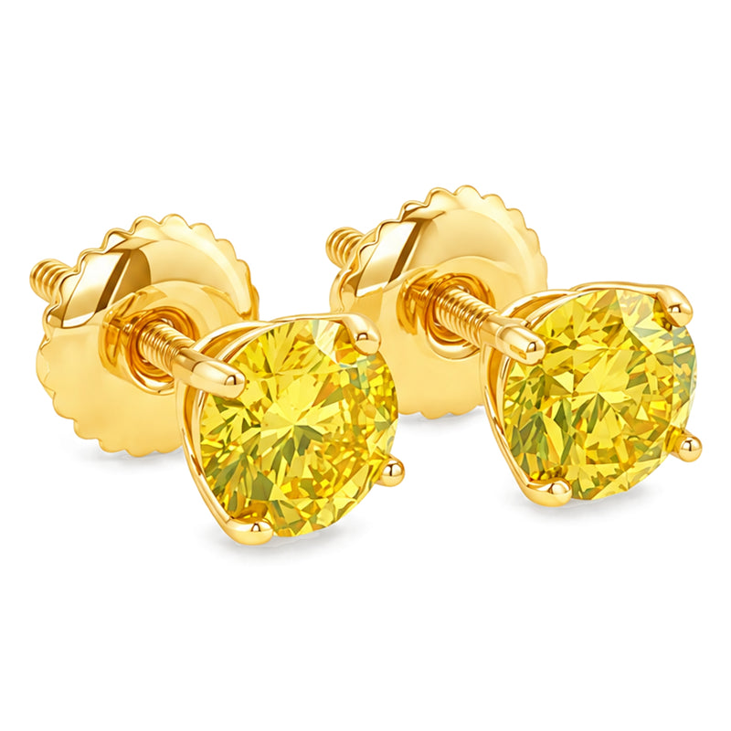18K Gold Canary VS Studs, view 3