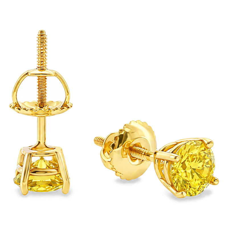 18K Gold Canary VS Studs, view 6