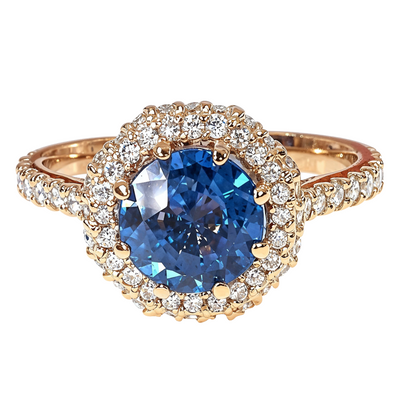 18K Gold Custom Sapphire Diamond Engagement Ring 66305