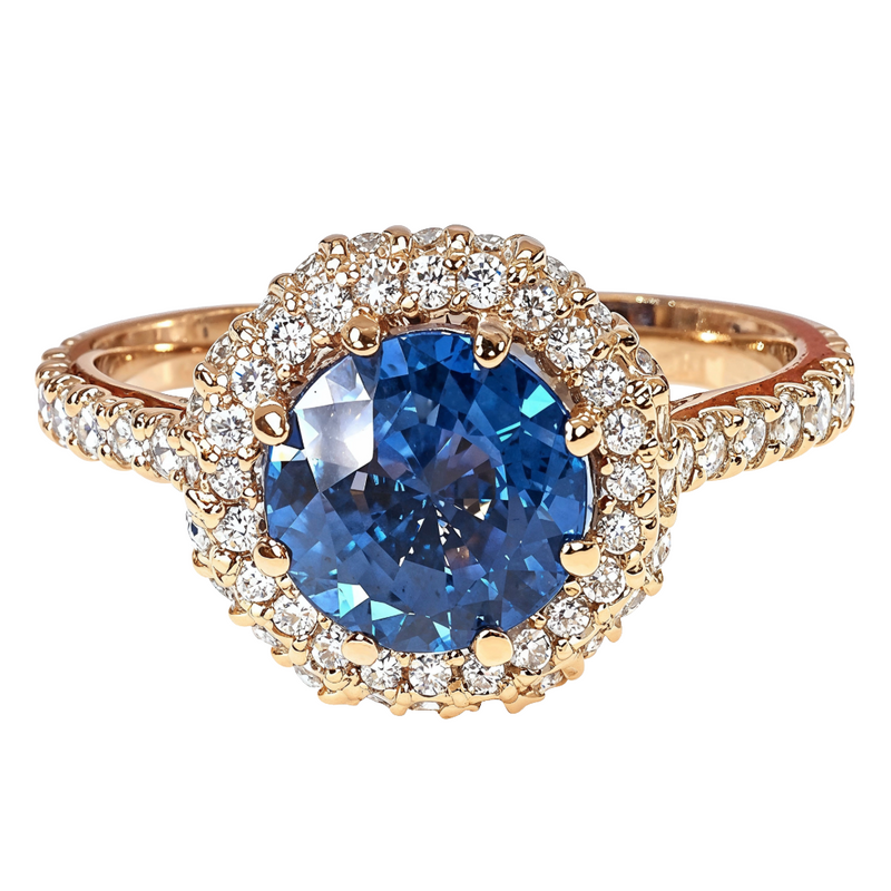 18K Gold Custom Sapphire Diamond Engagement Ring 66305
