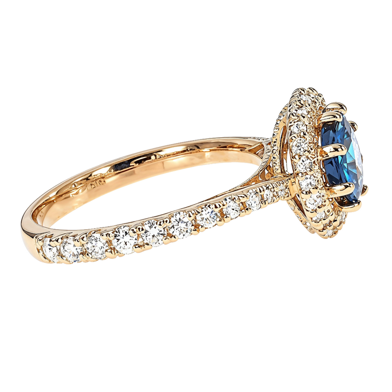 18K Gold Custom Sapphire Diamond Engagement Ring 66305