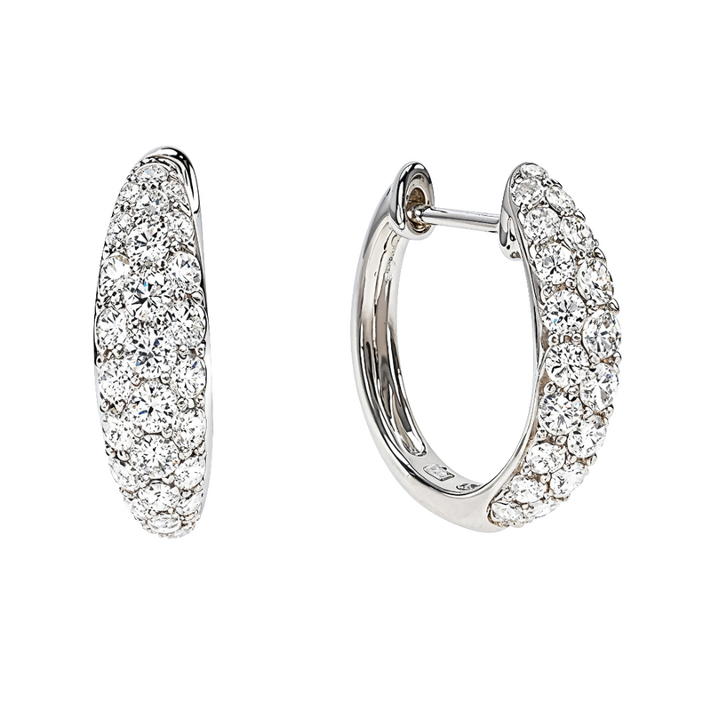 18K Gold Diamond Hoop Earrings 67298