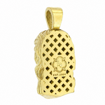 18K green gold Jesus head pendant with sculpted finish on a sterling silver chain