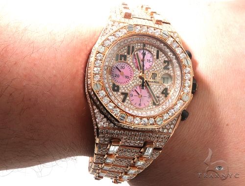 18Kt Rose Gold Full Diamond Audemars Piguet Royal Oak Offshore Watch 64069 - Image 15