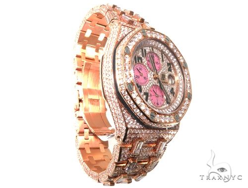 18Kt Rose Gold Full Diamond Audemars Piguet Royal Oak Offshore Watch 64069 - Image 4