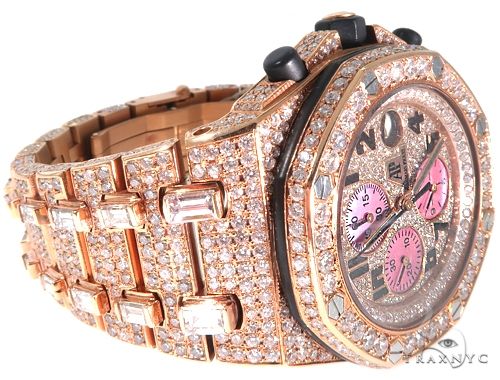 18Kt Rose Gold Full Diamond Audemars Piguet Royal Oak Offshore Watch 64069 - Image 6