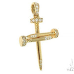 18k Gold Diamond Nail Cross Pendant 66030 - Image 2
