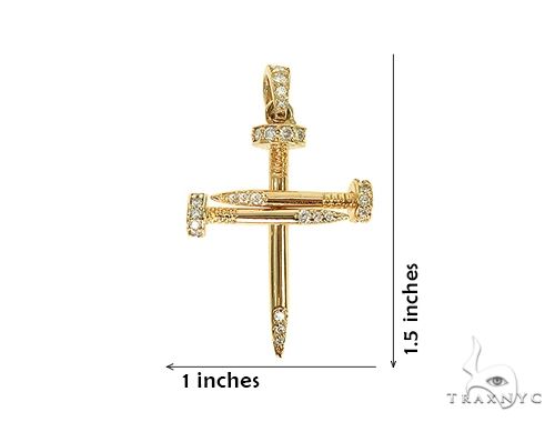 18k Gold Diamond Nail Cross Pendant 66030 - Image 6