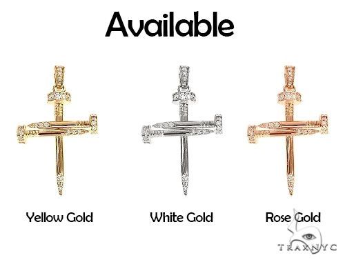 18k Gold Diamond Nail Cross Pendant 66030 - Image 7