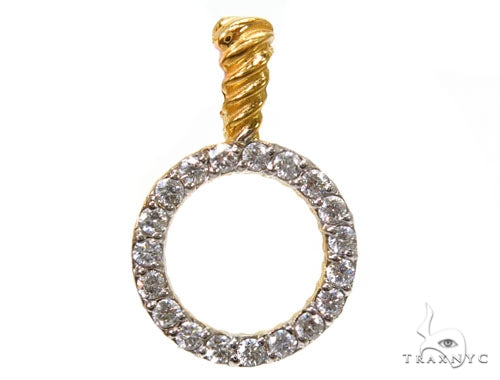 18k Yellow Gold Prong Diamond Necklace-40032 - Image 2