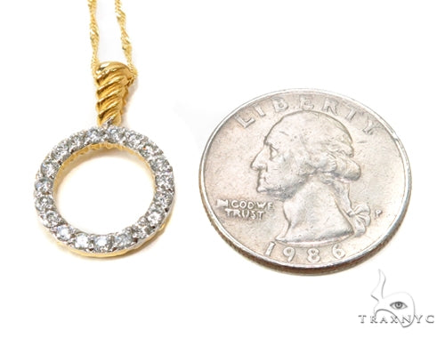 18k Yellow Gold Prong Diamond Necklace-40032 - Image 6