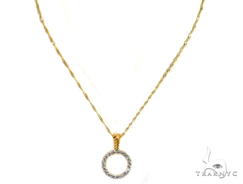 18k Yellow Gold Prong Diamond Necklace-40032 - Image 9