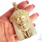 18k Yellow Gold Solid Diamond Jesus Pendant 65101 - Image 6