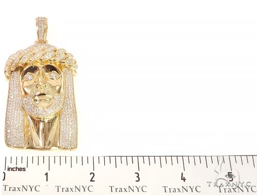 18k Yellow Gold Solid Diamond Jesus Pendant 65101 - Image 7