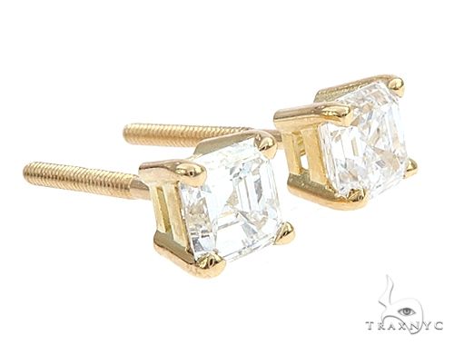 18K Gold 1 Ctw Asscher-Cut Diamond Studs (Natural), photo 2 of 6